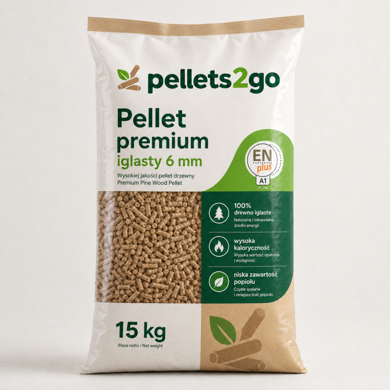 Pellet premium iglasty 6 mm – paleta 960 kg (64 × 15 kg)