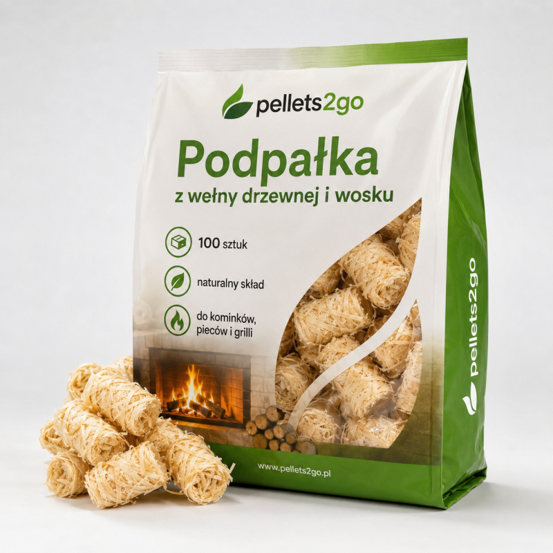 Ekologiczna podpałka z wełny drzewnej i wosku – 100 sztuk