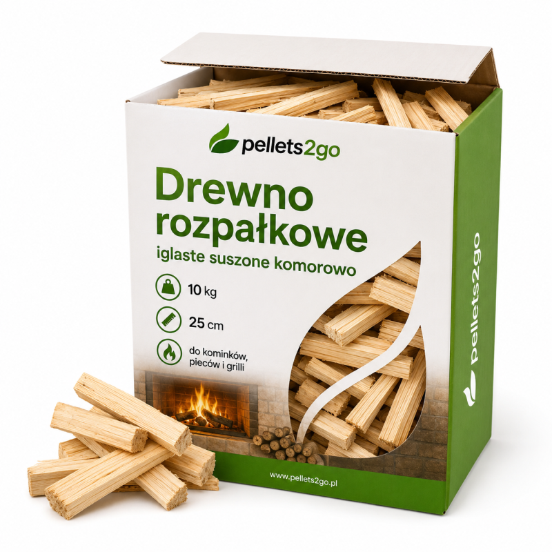 Drewno rozpałkowe iglaste suszone komorowo 25 cm – 10x kartonów po 10 kg